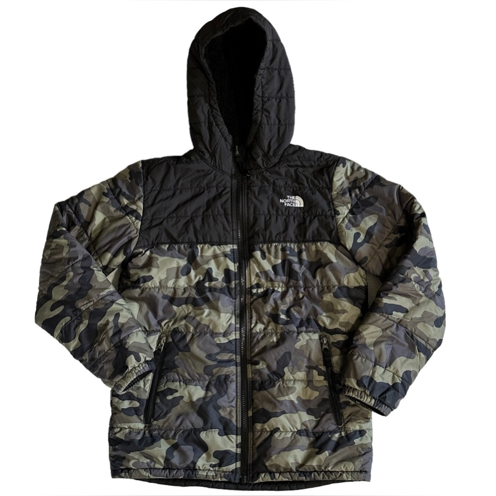 The North Face Kids Camouflage Puffer Jacket - Black and Olive